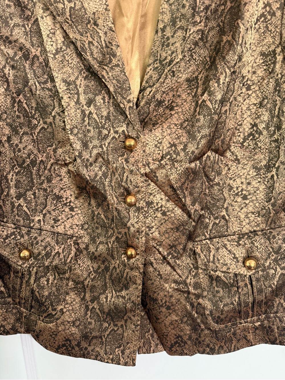 Joan Rivers QVC Vintage Y2K Gold and Black Shimmery Snakeskin Blazer XL - Picture 3 of 9